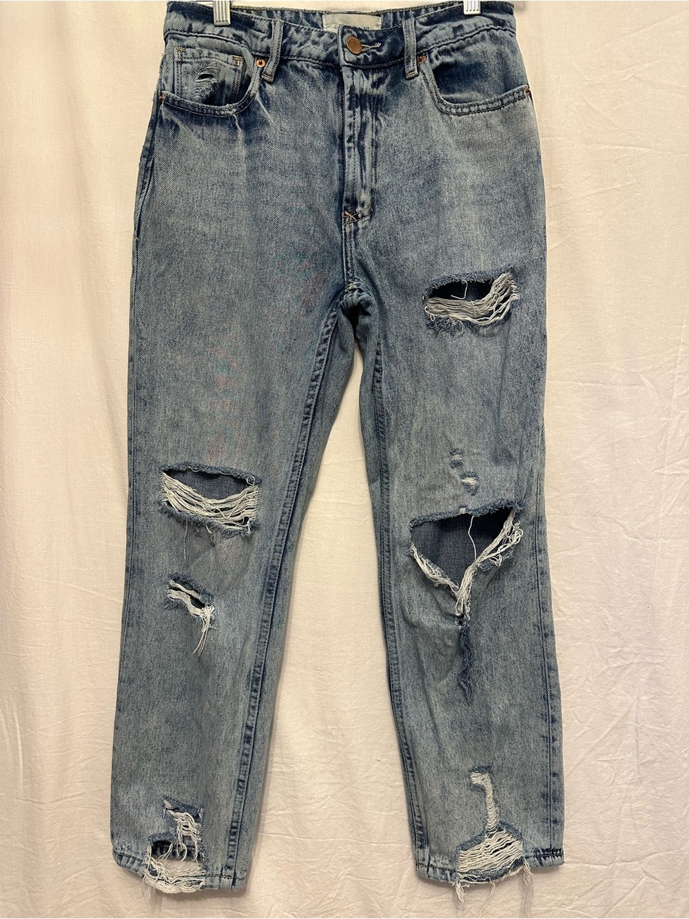 Dear John Jeans Size 26 Distressed Acid Wash High Rise Cropped Straight Jeans